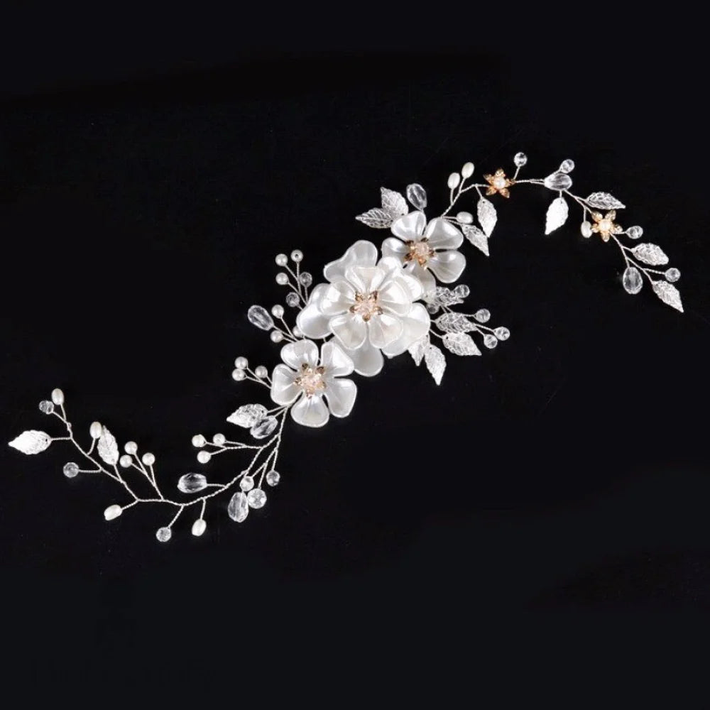 Enola Floral Headband Hair Vine In Silver And Gold