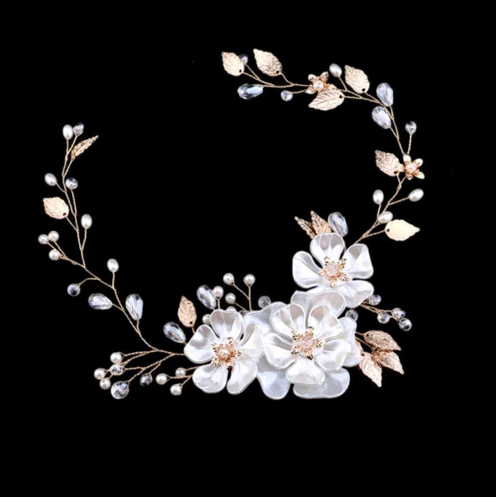 Enola Floral Headband Hair Vine In Silver And Gold