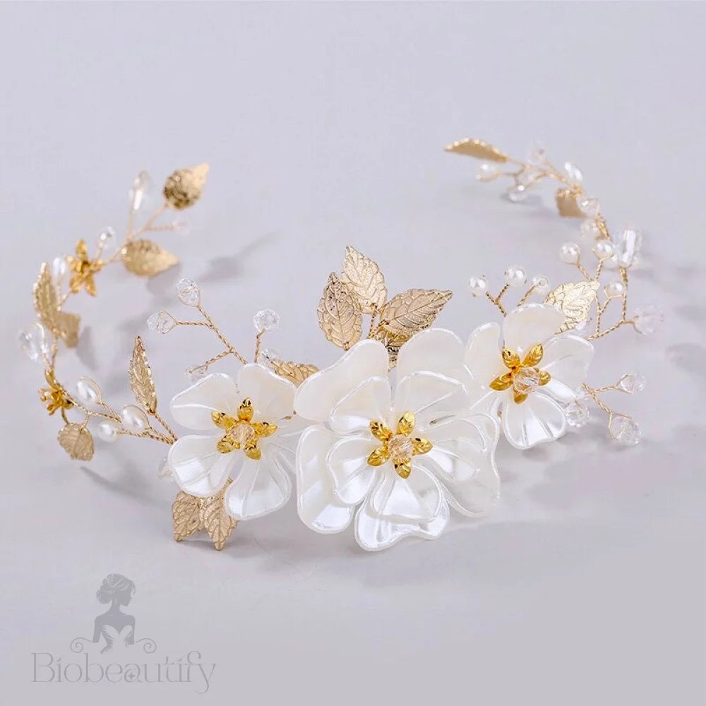 Enola Floral Headband Hair Vine In Silver And Gold