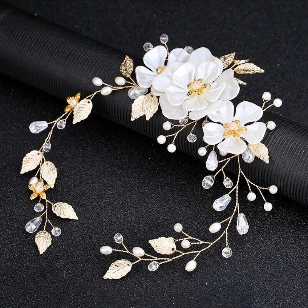 Enola Floral Headband Hair Vine In Silver And Gold