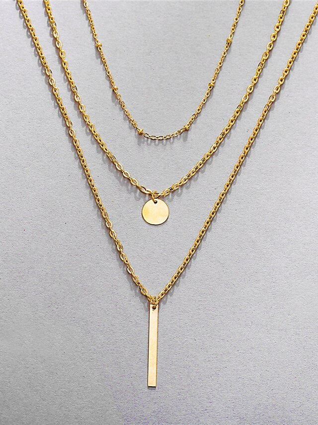 Chic Modern Geometry Necklace For Women - 3 Layered Design All Seasons