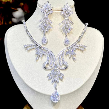 Essence Luxury Silver Cubic Zirconia Wedding Jewelry Set