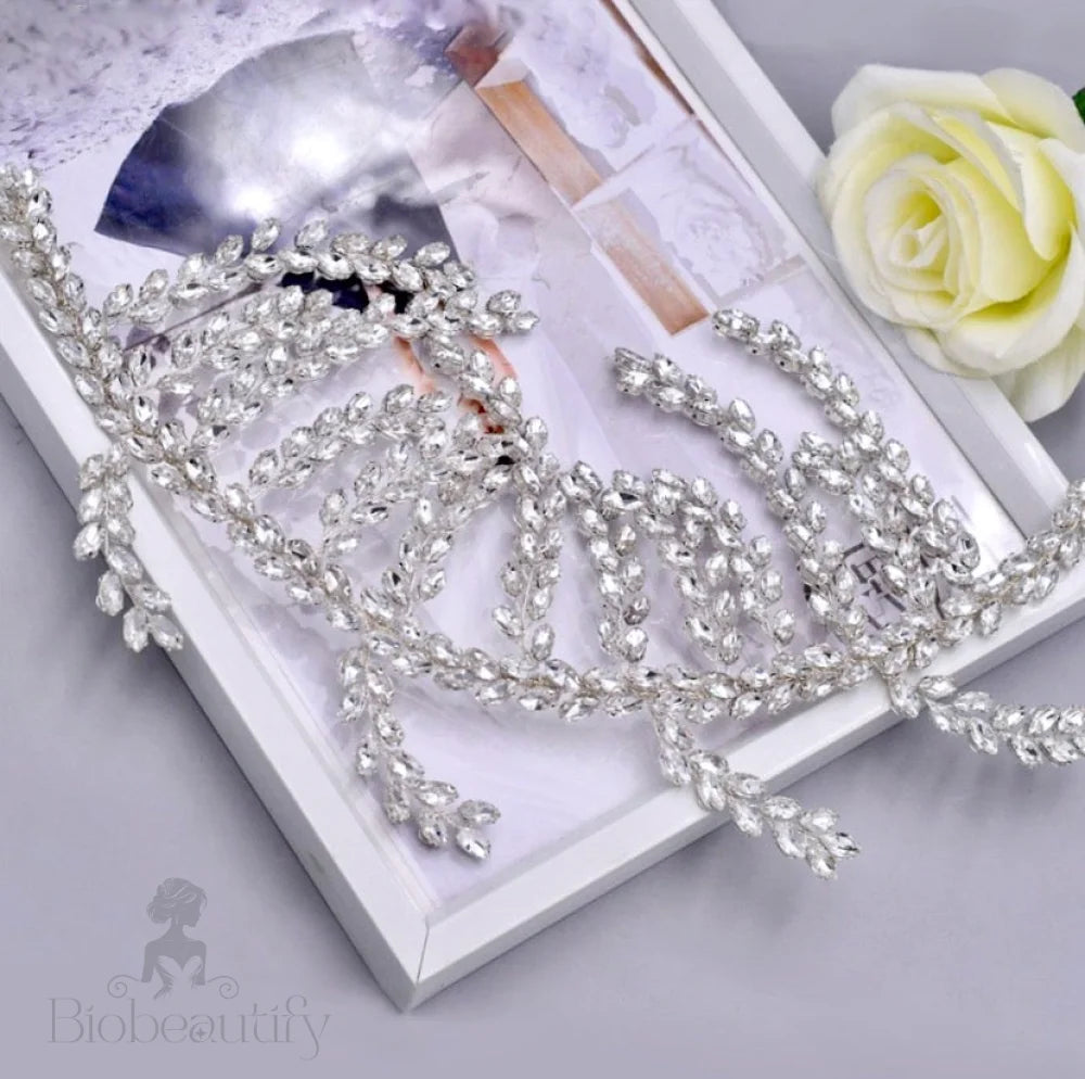 Estefania Silver Crystal Wedding Hairpiece