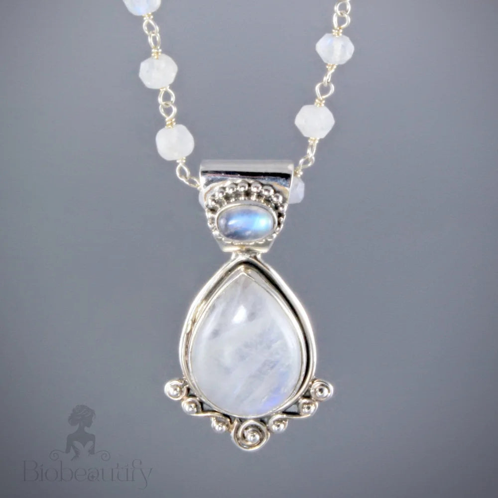 Esther Rainbow Moonstone Bridal Necklace And Earring Set