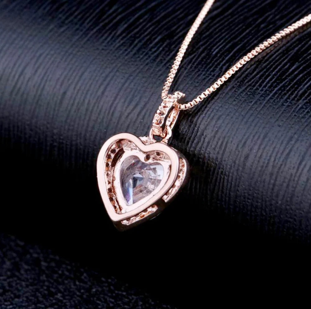 Etienne Heart Cz Bridal Necklace Silver And Rose Gold Options