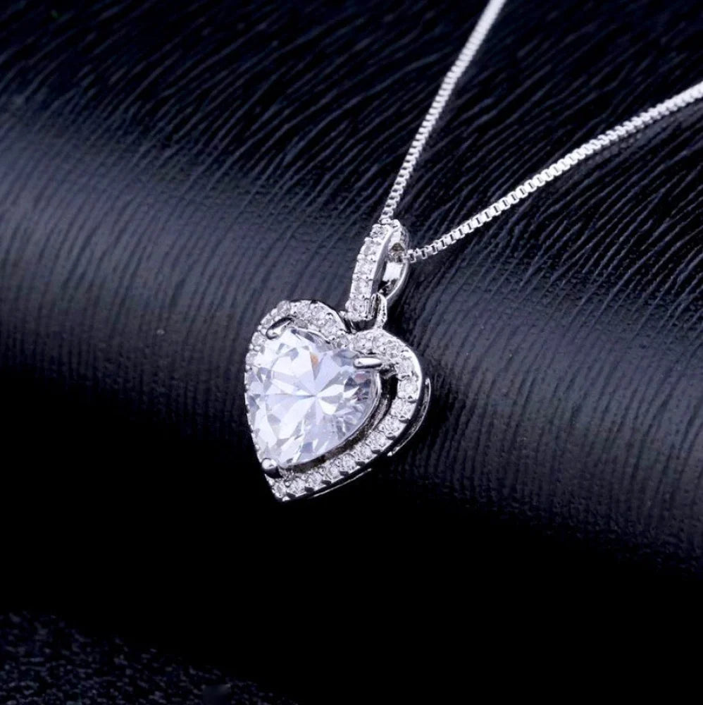 Wedding Jewelry - Heart CZ Bridal Necklace - Available in Silver and Rose Gold