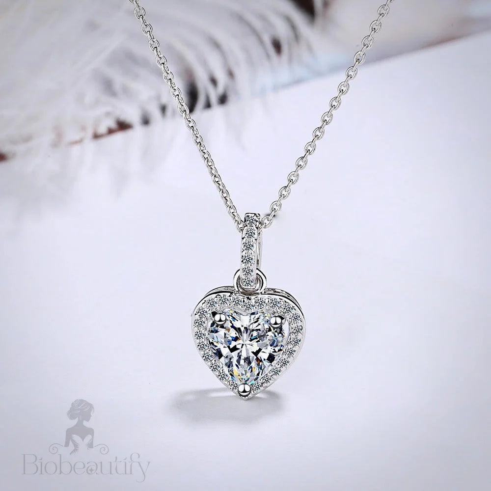 Etienne Heart Cz Bridal Necklace Silver And Rose Gold Options