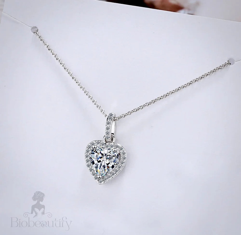 Etienne Heart Cz Bridal Necklace Silver And Rose Gold Options