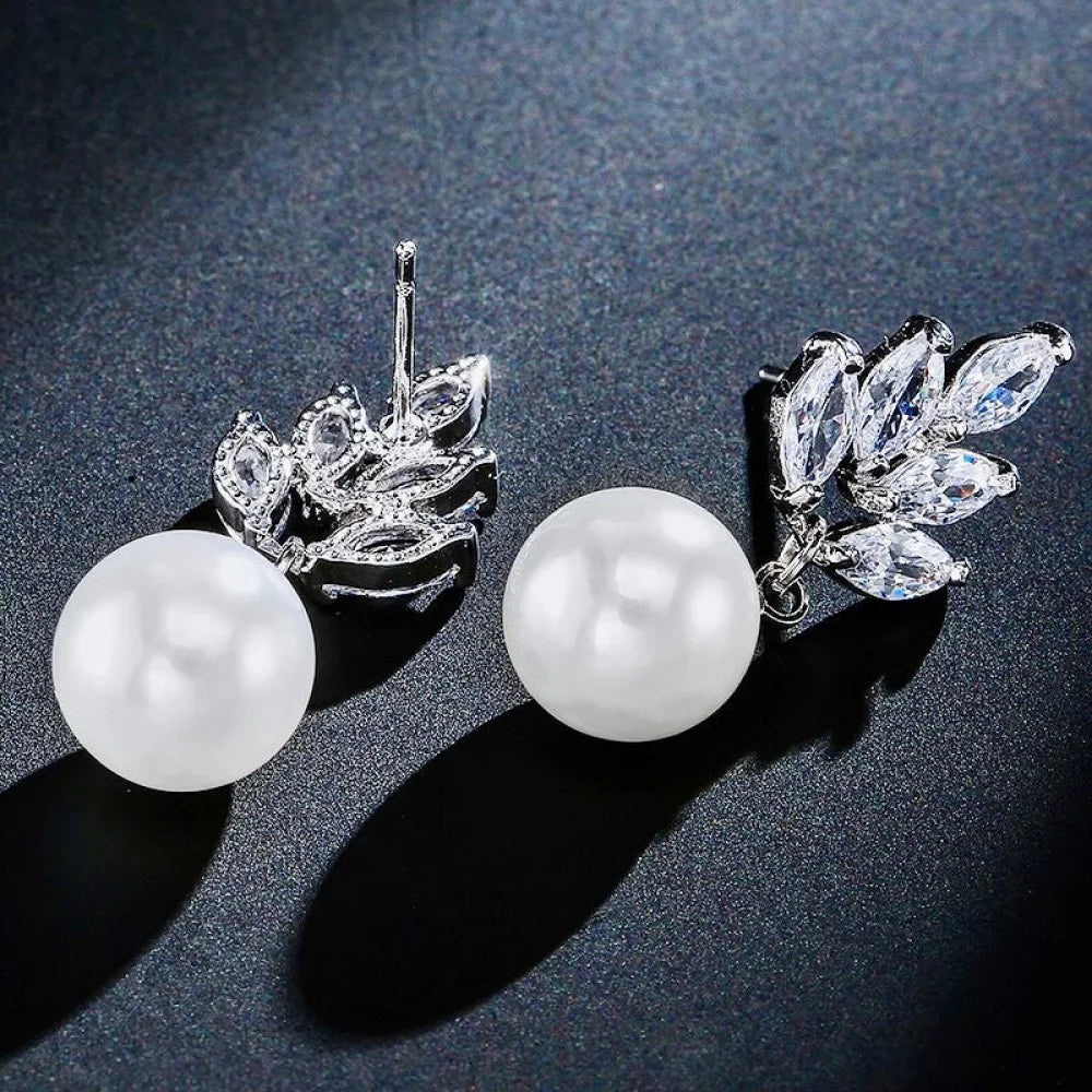 Etta Pearl And Cz Bridal Earrings