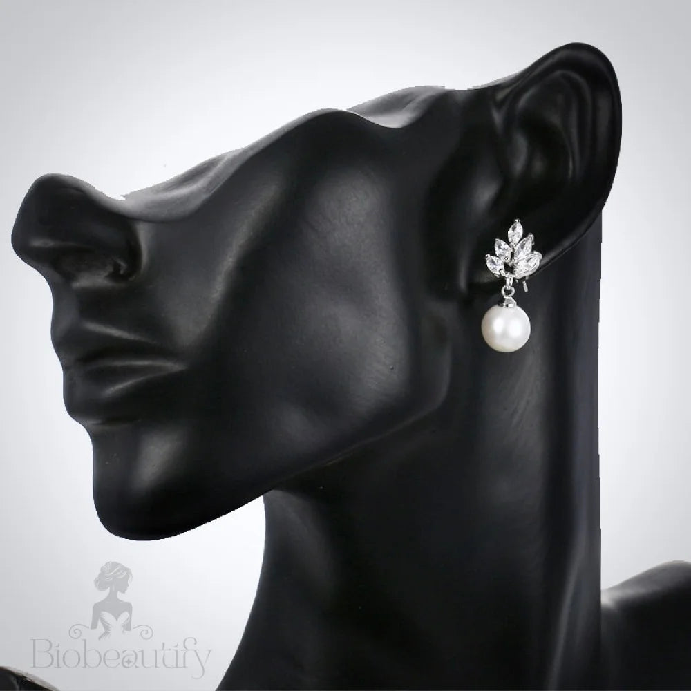 Etta Pearl And Cz Bridal Earrings