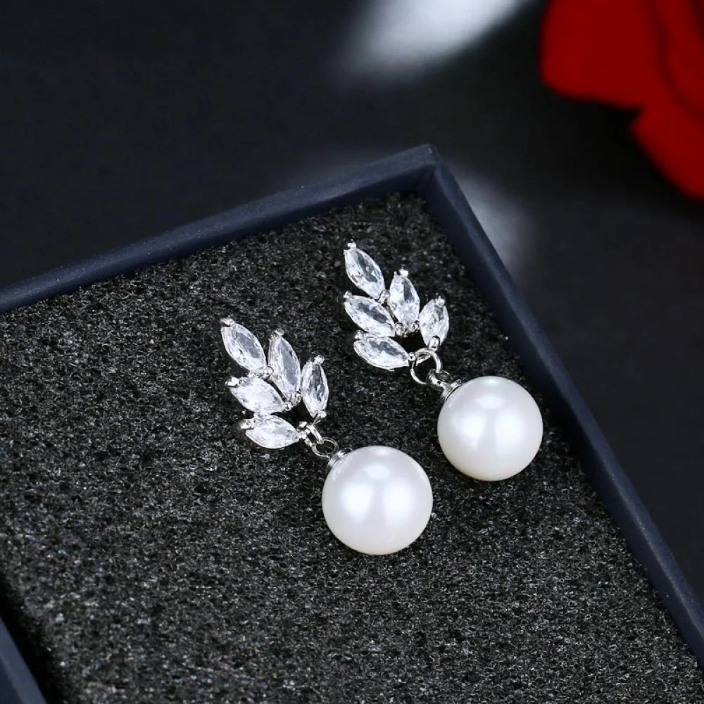 Etta Pearl And Cz Bridal Earrings