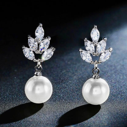 Etta Pearl And Cz Bridal Earrings