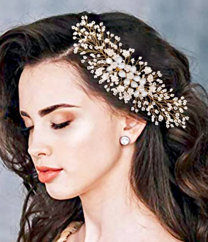 Everly Opal Bridal Hair Comb Gold Silver Options