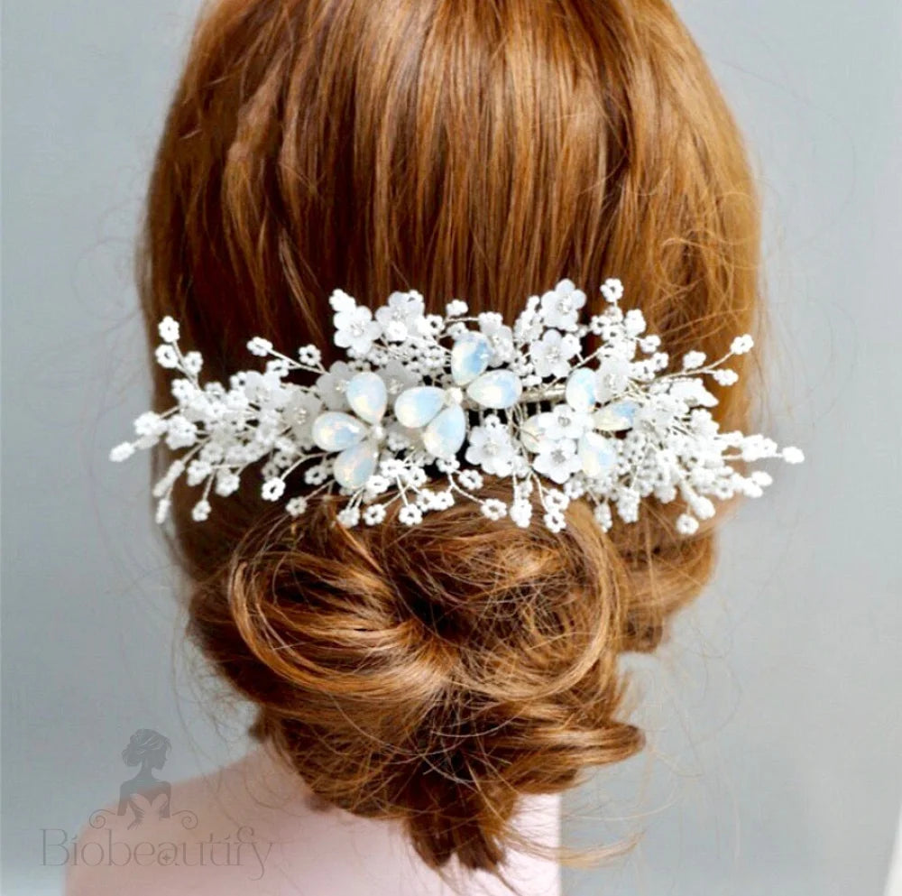 Everly Opal Bridal Hair Comb Gold Silver Options