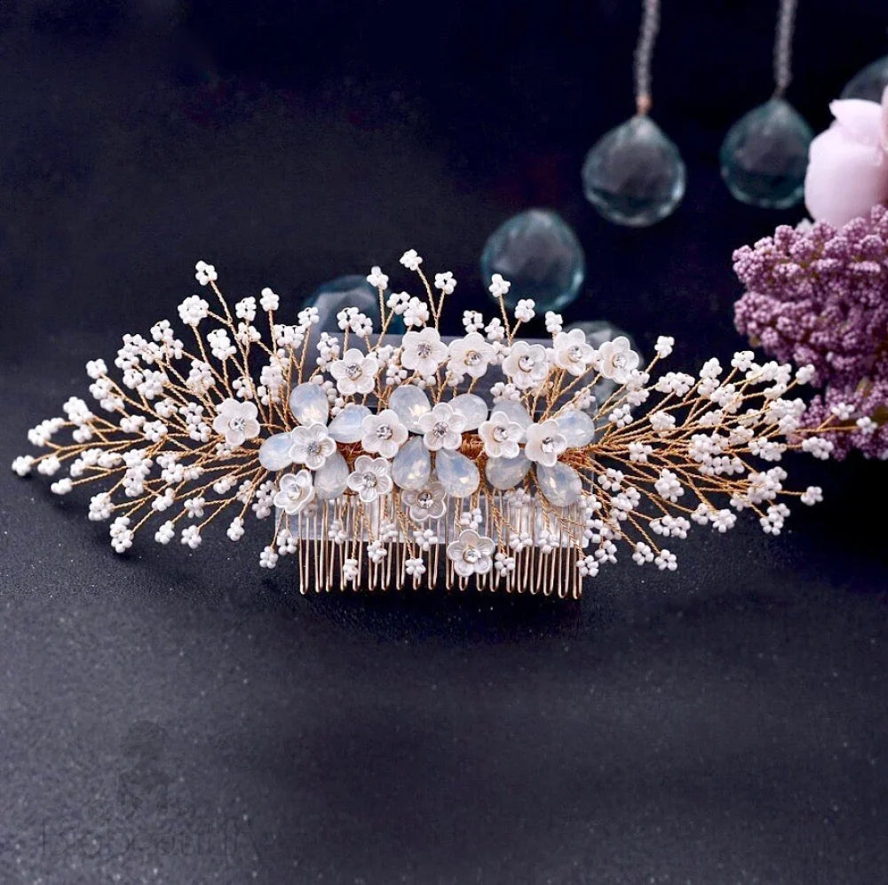 Wedding Hair Accessories - Opal Bridal Hair Comb - Available in Gold and Silver