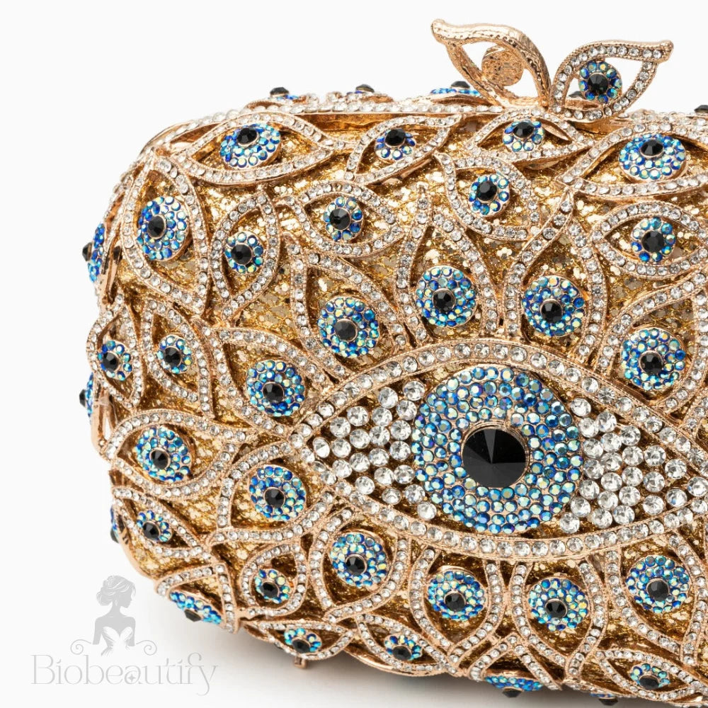 Evil Eye Clutch Bag In Gold