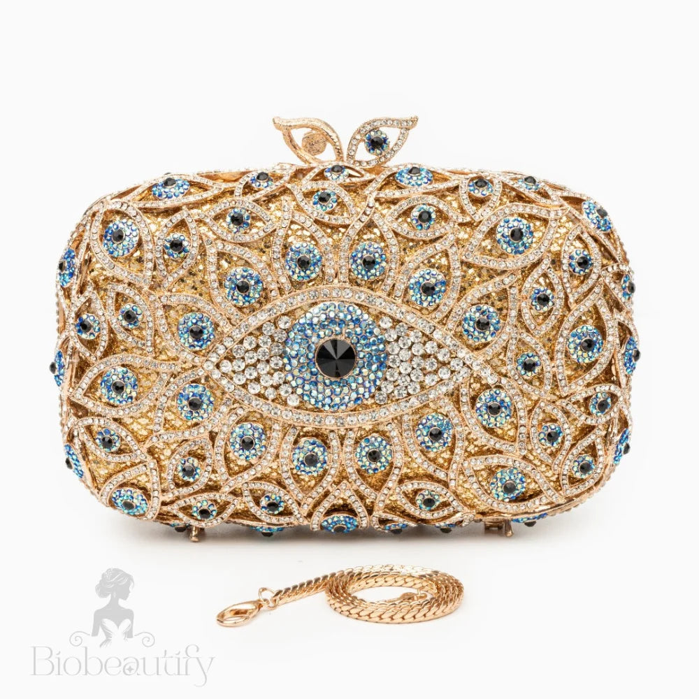 Evil Eye Clutch Bag In Gold