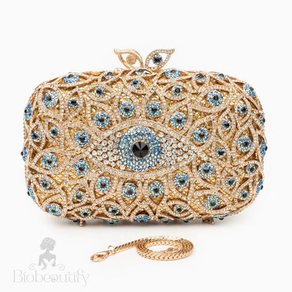 Evil Eye Clutch Bag In Gold