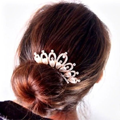 Evita Pearl Crystal Rose Gold Bridal Hair Comb