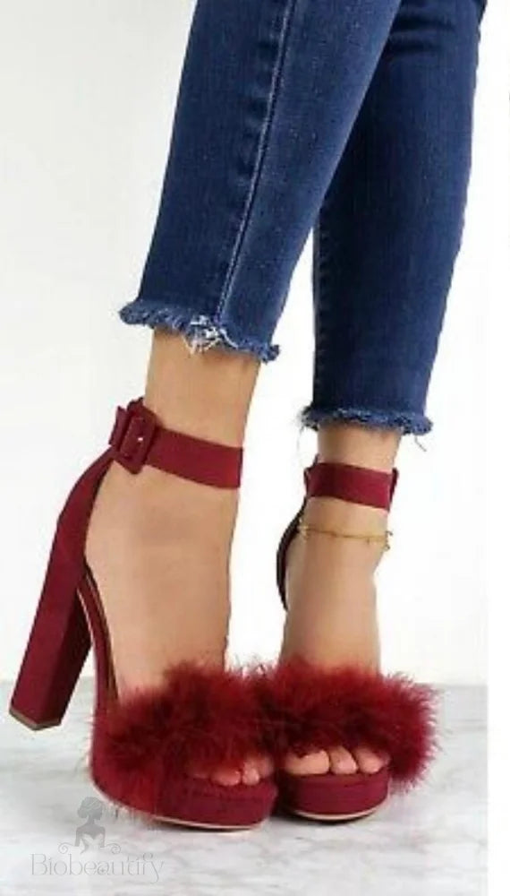 Evonne Burgundy Heels 6 /