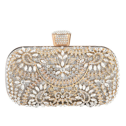 Rhinestone-Studded Silver Rectangle Evening Clutch Bag One Size /