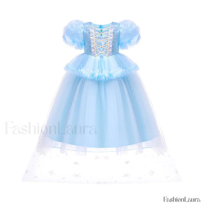 Fancy Princess Halloween Snow Queen Sequin Toddler Christmas Cosplay Party Kid Costume 2 3T(Size 100) / Elsa Dress With