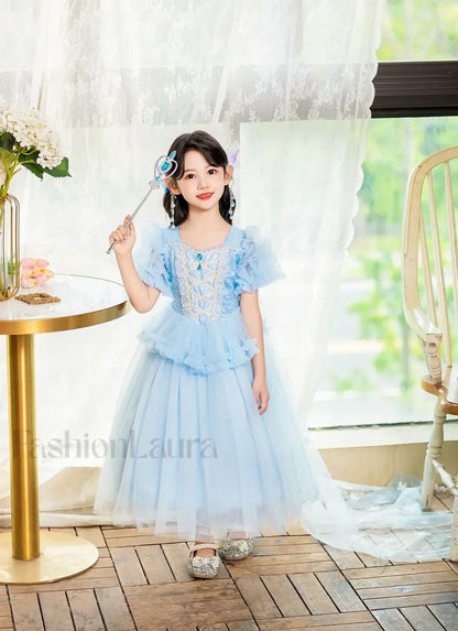 Fancy Princess Halloween Snow Queen Sequin Toddler Christmas Cosplay Party Kid Costume