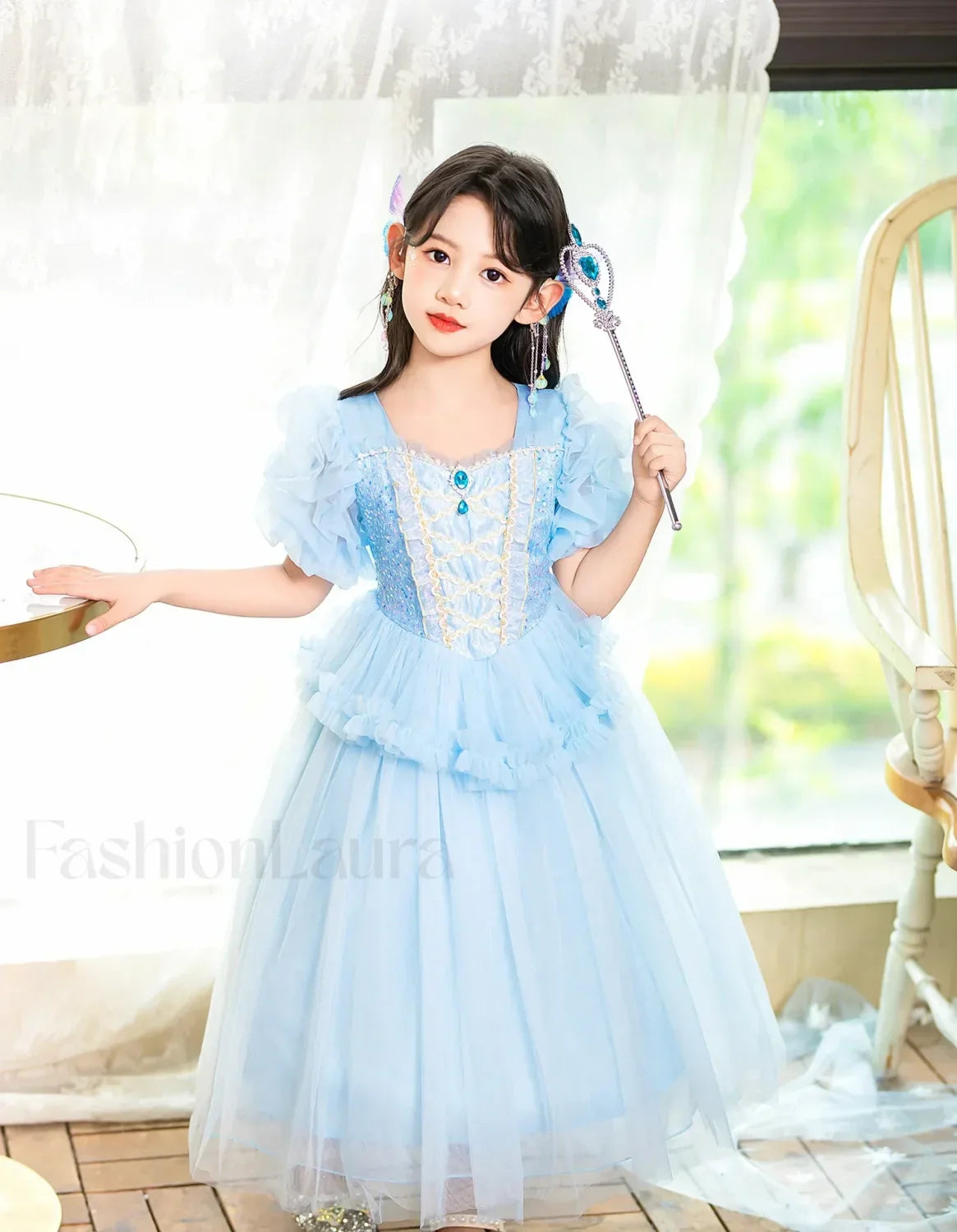 Fancy Princess Halloween Snow Queen Sequin Toddler Christmas Cosplay Party Kid Costume