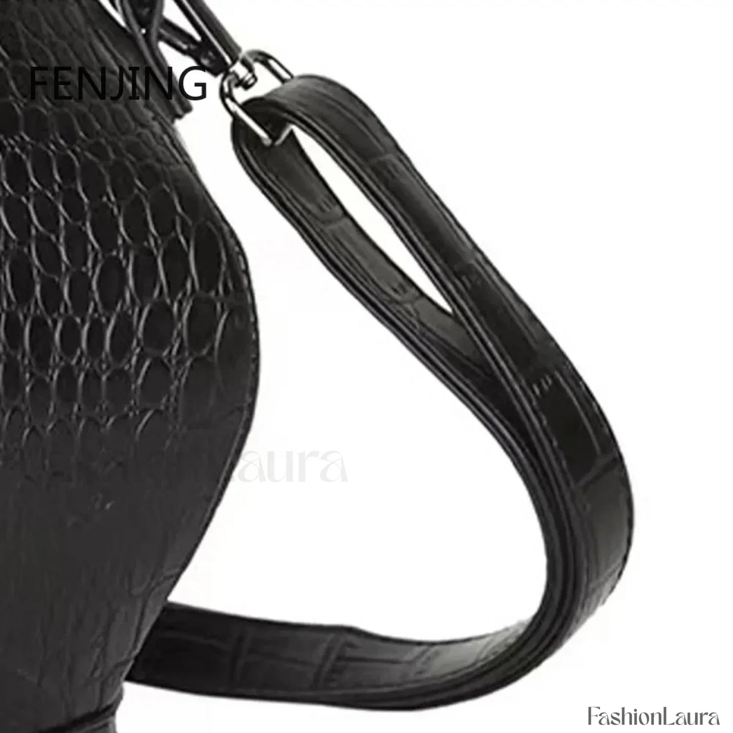 Fashion Teapot Shaped Stone Pattern Leather Gothic Personalized Bag Black