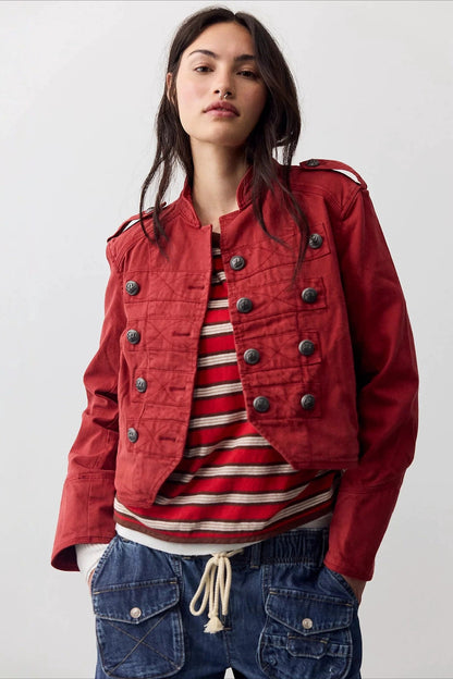 Cropped Double Breasted Military Jacket