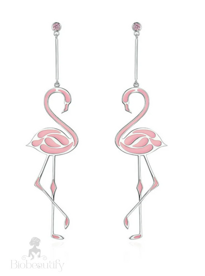 Flamingo Pink Enamel Drop Earrings