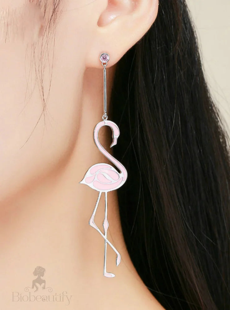 Flamingo Pink Enamel Drop Earrings