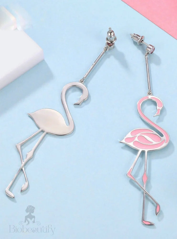 Flamingo Pink Enamel Drop Earrings