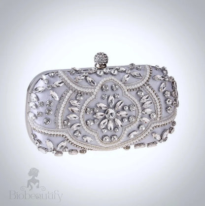 Flavia Silver Bridal Clutch Handbag