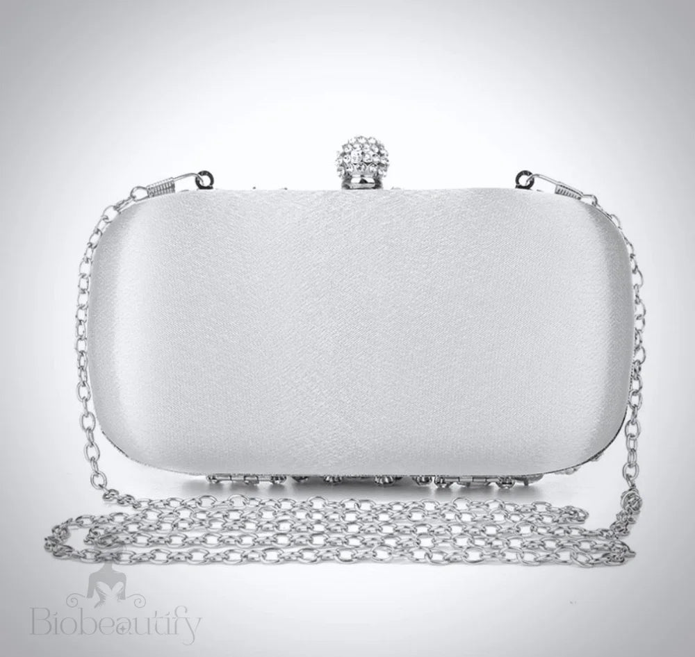 Flavia Silver Bridal Clutch Handbag