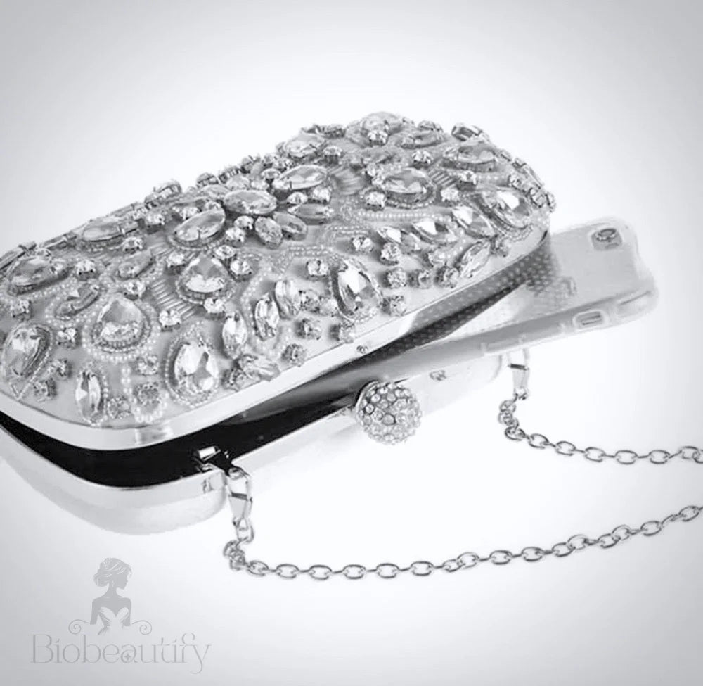 Flavia Silver Bridal Clutch Handbag