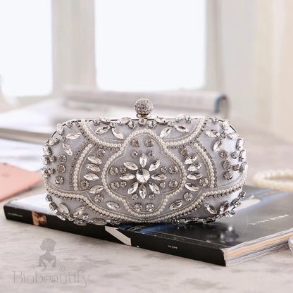 Flavia Silver Bridal Clutch Handbag