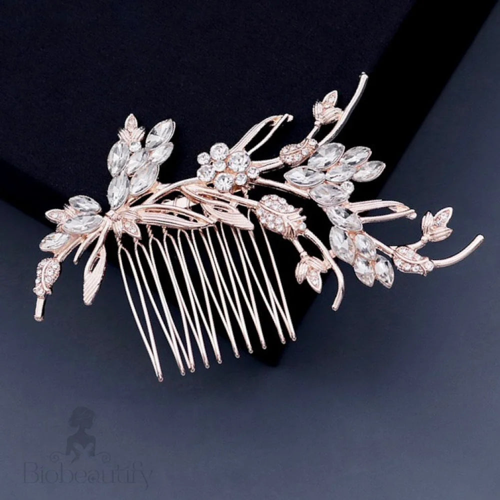 Fleury Rose Gold Wedding Hair Comb