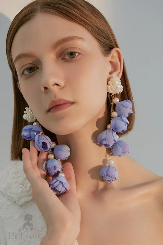 Floral Dangle Earrings Lavender