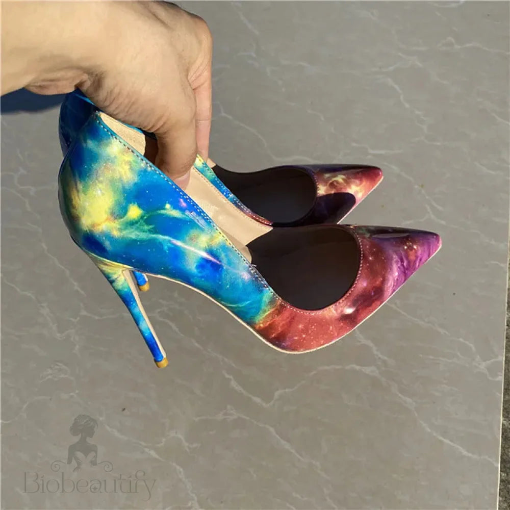 Floral Printed Pointed Toe Stiletto High Heels For Women