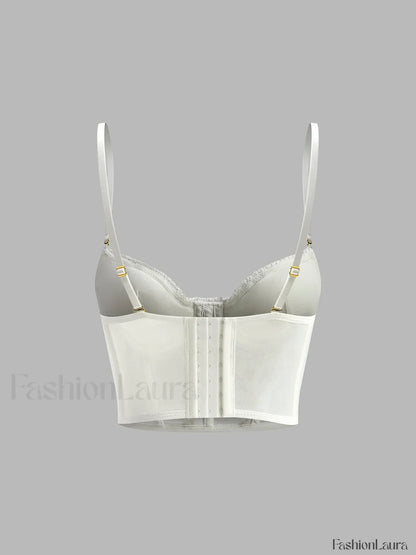 Floral Semi Sheer Mesh Lace Crop Corset Top Corset