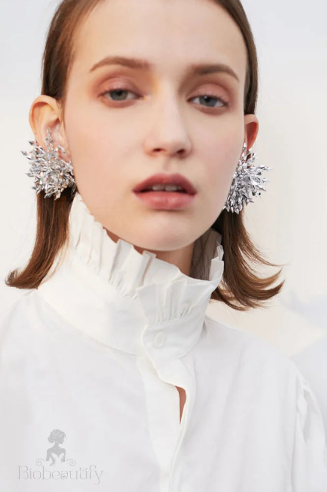 Floral Silver Earrings