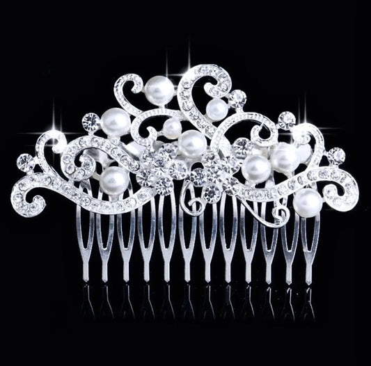 Wedding Hair Accessories - Pearl and Crystal Bridal Hair Comb - Available in Silver and Gold