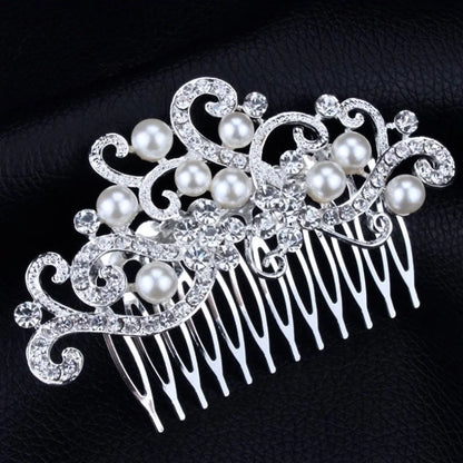 Florence Pearl And Crystal Bridal Hair Comb In Silver Gold