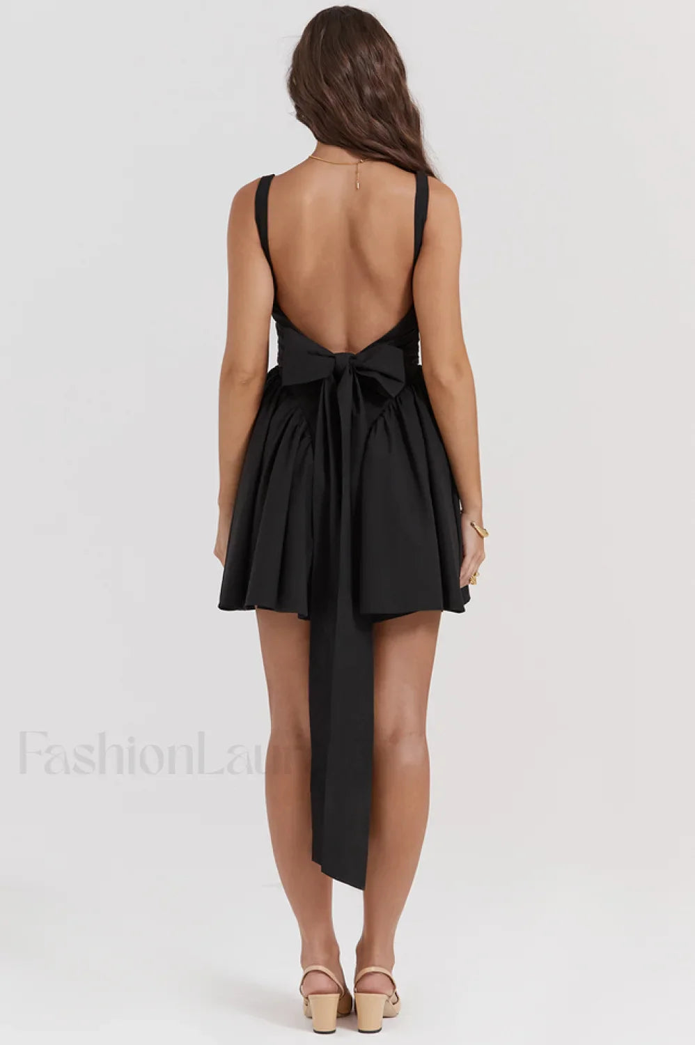 Florianne Black Stylish Bow Mini Dress
