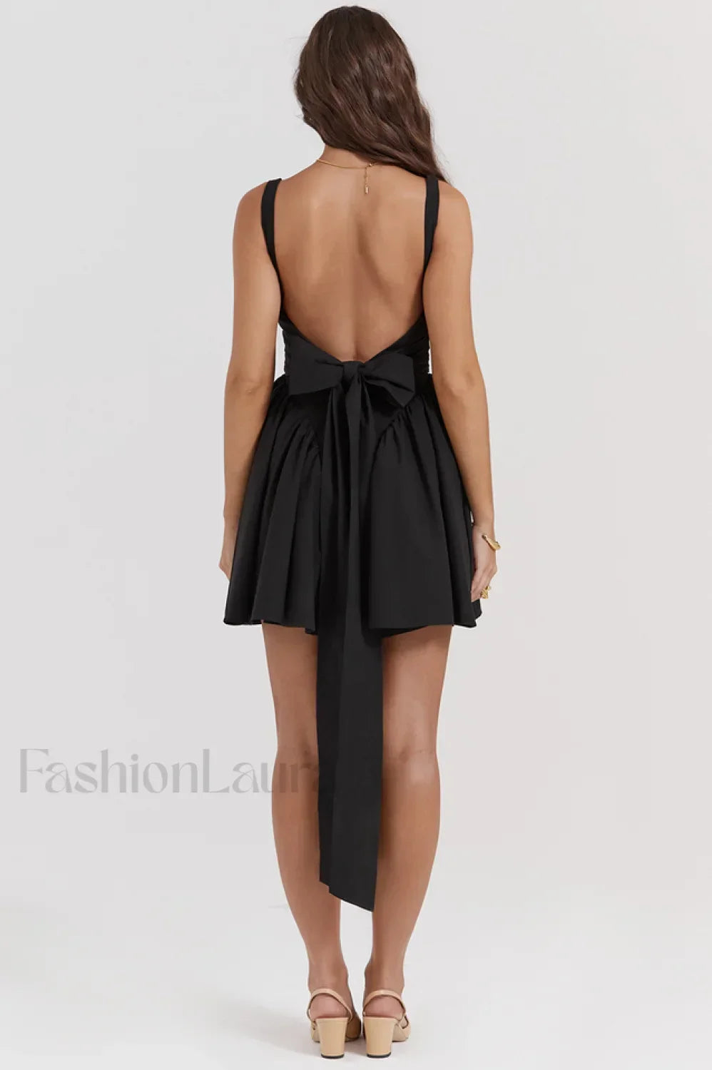 Florianne Black Stylish Bow Mini Dress