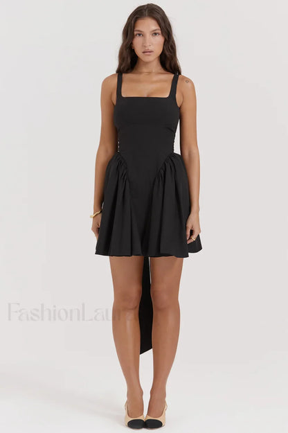 Florianne Black Stylish Bow Mini Dress XS / Black
