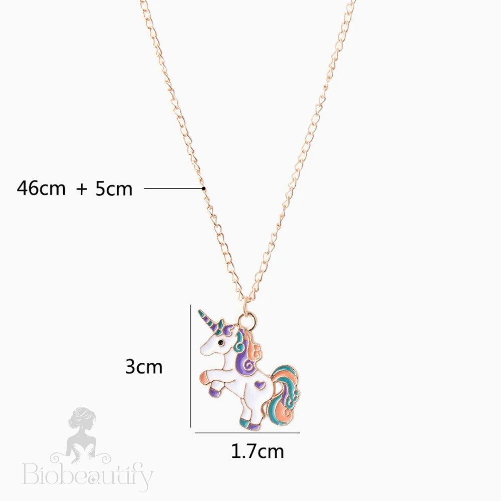 Fly Back Childhood Unicorn Pendant Necklace - Gold Plated