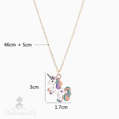 Fly Back Childhood Unicorn Pendant Necklace - Gold Plated