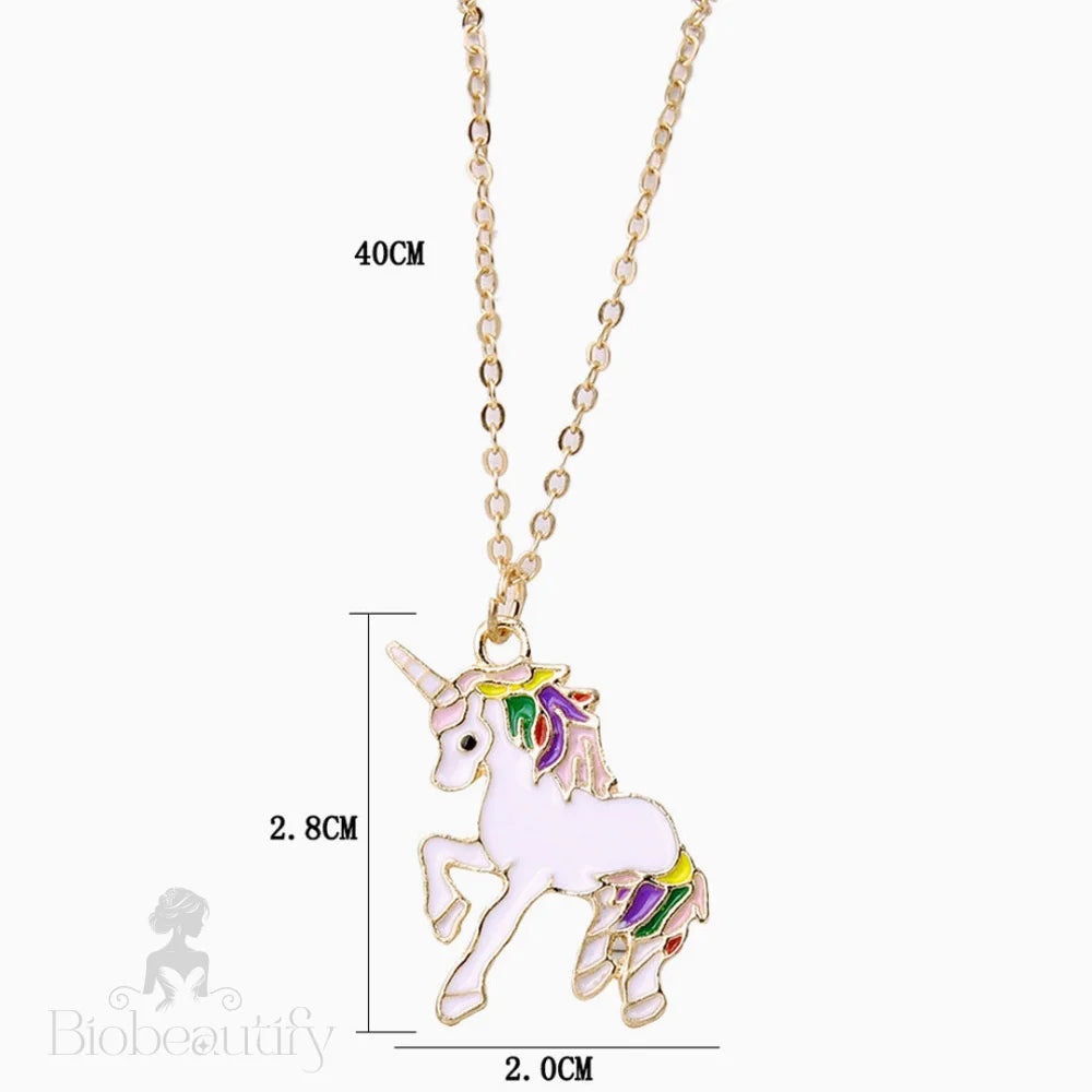 Fly Back Childhood Unicorn Pendant Necklace - Gold Plated